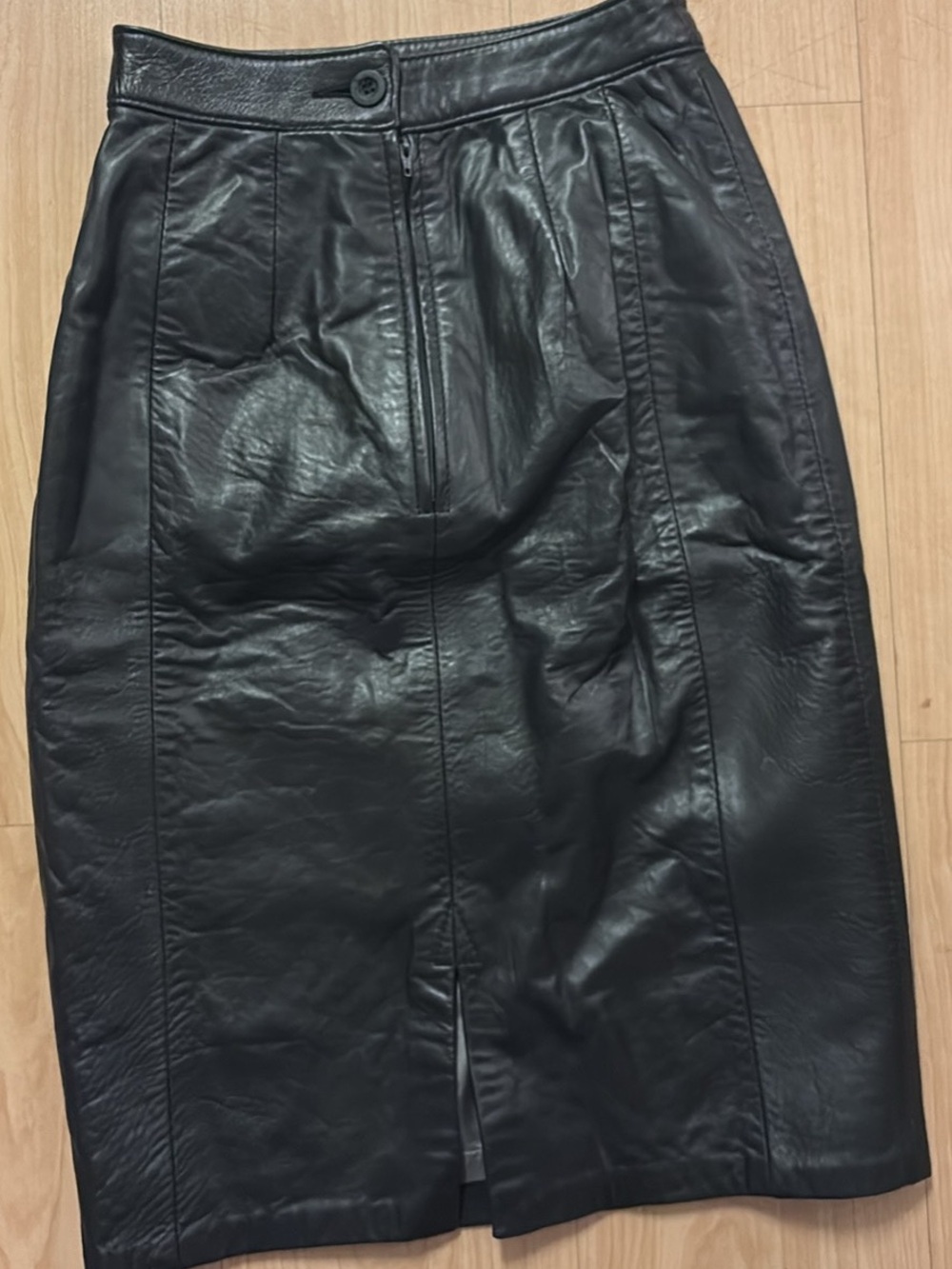 Black VINTAGE FULL Leather Pencil Skirt - Classic Women's Skirt